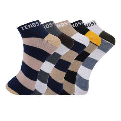 Classic Striped Unisex Ankle Socks (5 Pairs)