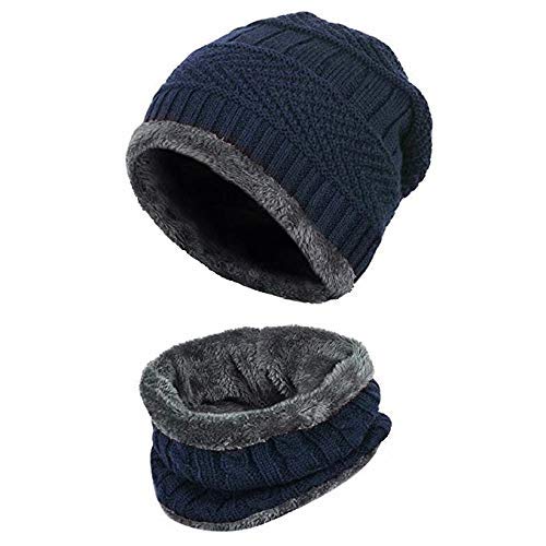 Beanie Cap for Women with Scarf | Winter Wear Set (Blue)