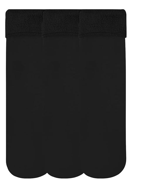 TENDSY Women's Thermal Fleece Winter Socks, Pack of 3, Black and Beige