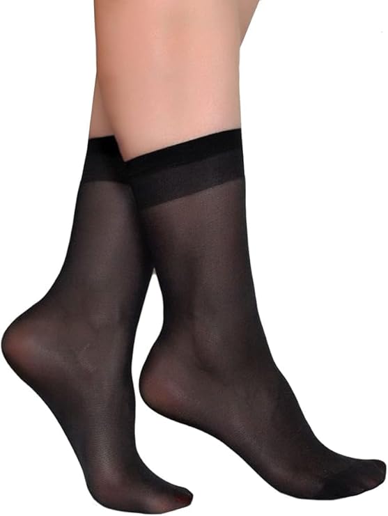 TENDSY 10 Pairs Ultra-Thin Transparent Nylon Socks for Women & Girls | Summer Skinny Ankle Length Stockings | Soft Elastic Free Size Socks | Black & Beige | Formal & Casual Wear