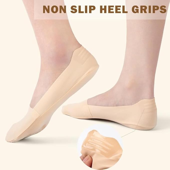 TENDSY No Show Socks for Women | Low Cut Cotton Blend | Non-Slip Heel Grips | Multiple Colors | Pack of 6 Pairs | Breathable & Comfortable Everyday Socks for Women