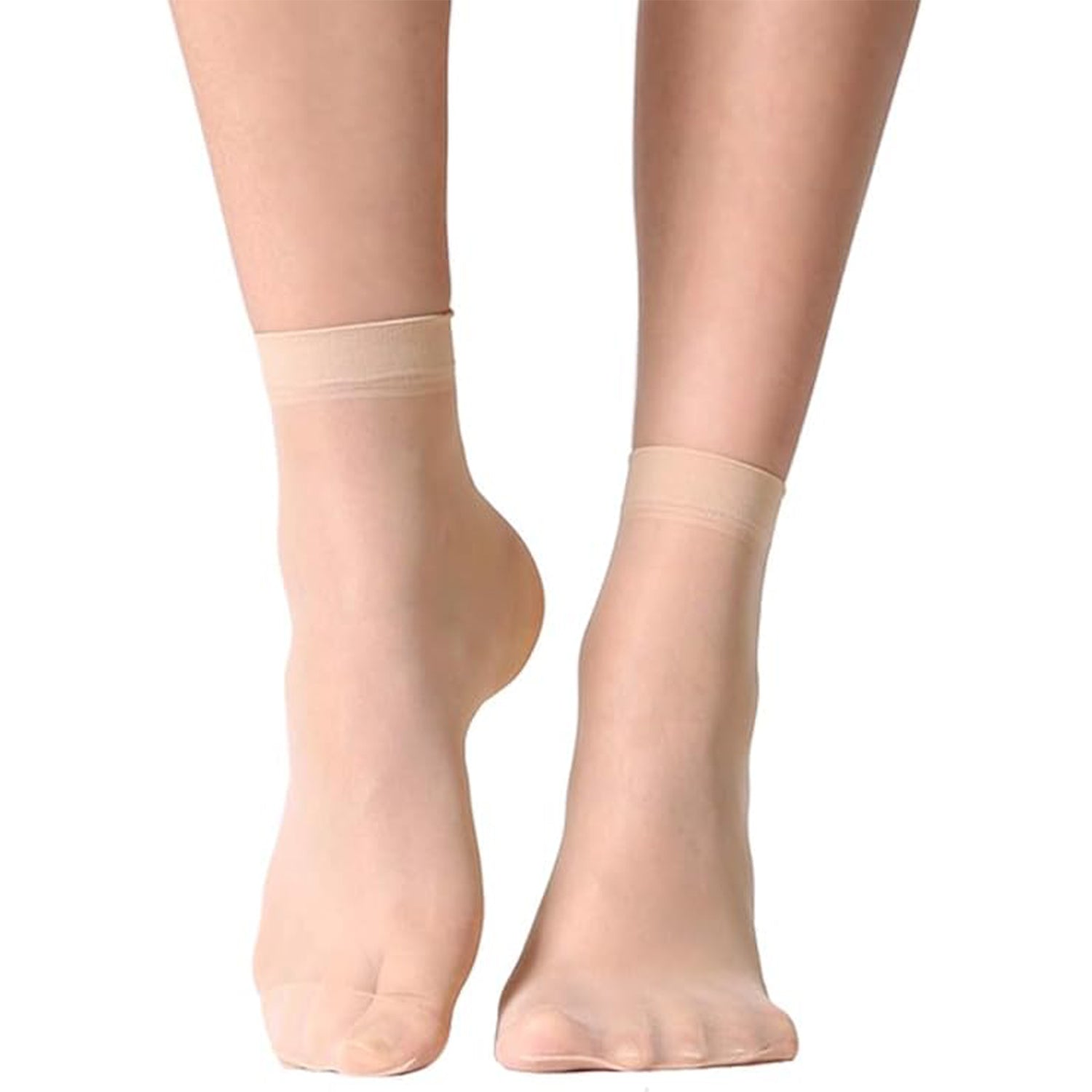 TENDSY 10 Pairs Ultra-Thin Transparent Nylon Socks for Women & Girls | Summer Skinny Ankle Length Stockings | Soft Elastic Free Size Socks | Black & Beige | Formal & Casual Wear
