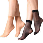 TENDSY 10 Pairs Ultra-Thin Transparent Nylon Socks for Women & Girls | Summer Skinny Ankle Length Stockings | Soft Elastic Free Size Socks | Black & Beige | Formal & Casual Wear