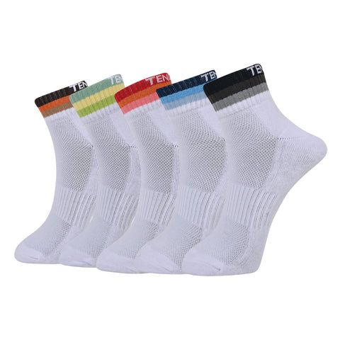 TENDSY Unisex Cotton Ankle Socks Pack of 5 | Soft Breathable Cushioned White Socks for Men & Women | Ideal for Running, Gym, Sports, Daily Use | Comfortable & Durable Socks for All Seasons