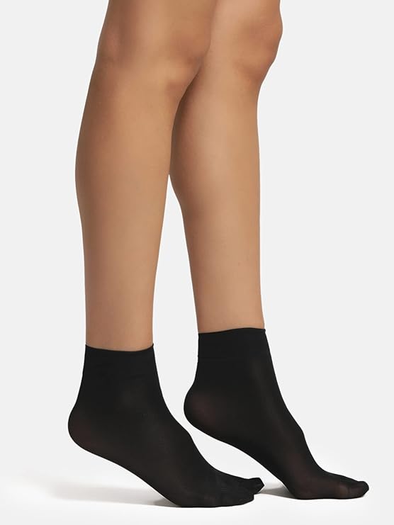 TENDSY Women's Semi-Sheer Ankle Thumb Socks, Transparent Toe Stockings for Heels and Flats, 3 Pairs
