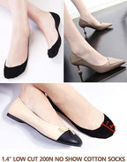 TENDSY Women No Show Socks, Ultra Low Cut Invisible Liner Socks, Non Slip Grip Cotton Socks for Flats, Loafers, Sneakers, Black & Beige, 6 Pairs, Comfortable Breathable Fit