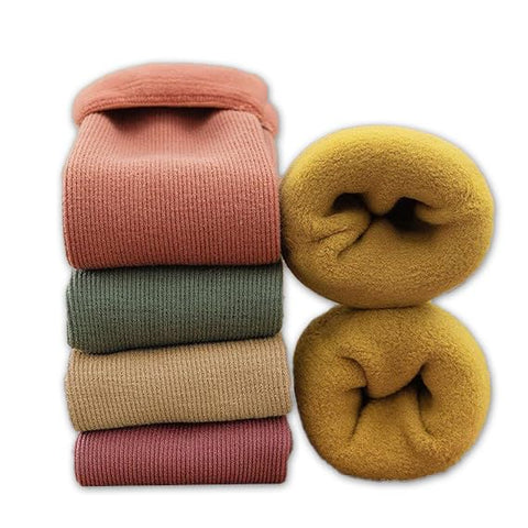 TENDSY Women's Thermal Winter Socks - Super Thick, Warm & Cozy Woolen Socks for Extreme Cold Weather - Hiking & Crew Style - 4 Pairs - Free Size