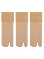 TENDSY Women's Winter Thermal Socks with Fur Lining | Nylon Thumb Socks | Ankle Length | Pack of 3 (Black & Skin Color)