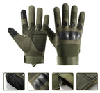 TENDSY Full Finger Hard Knuckle Bike Gloves for Men | Motorcycle, Cycling, Gym & Fitness | Breathable, Anti-Slip, Army Shooting Gloves | Free Size (Green)