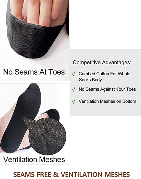 TENDSY Women No Show Socks, Ultra Low Cut Invisible Liner Socks, Non Slip Grip Cotton Socks for Flats, Loafers, Sneakers, Black & Beige, 6 Pairs, Comfortable Breathable Fit