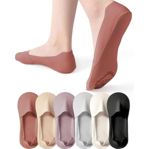 TENDSY No Show Socks for Women | Low Cut Cotton Blend | Non-Slip Heel Grips | Multiple Colors | Pack of 6 Pairs | Breathable & Comfortable Everyday Socks for Women
