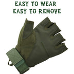 TENDSY Motorcycle & Biker Riding Gloves for Men | Half Finger with Hard Knuckle Punch Protection | Non-Slip Padded Tactical Gloves for Bike Riders (Green)