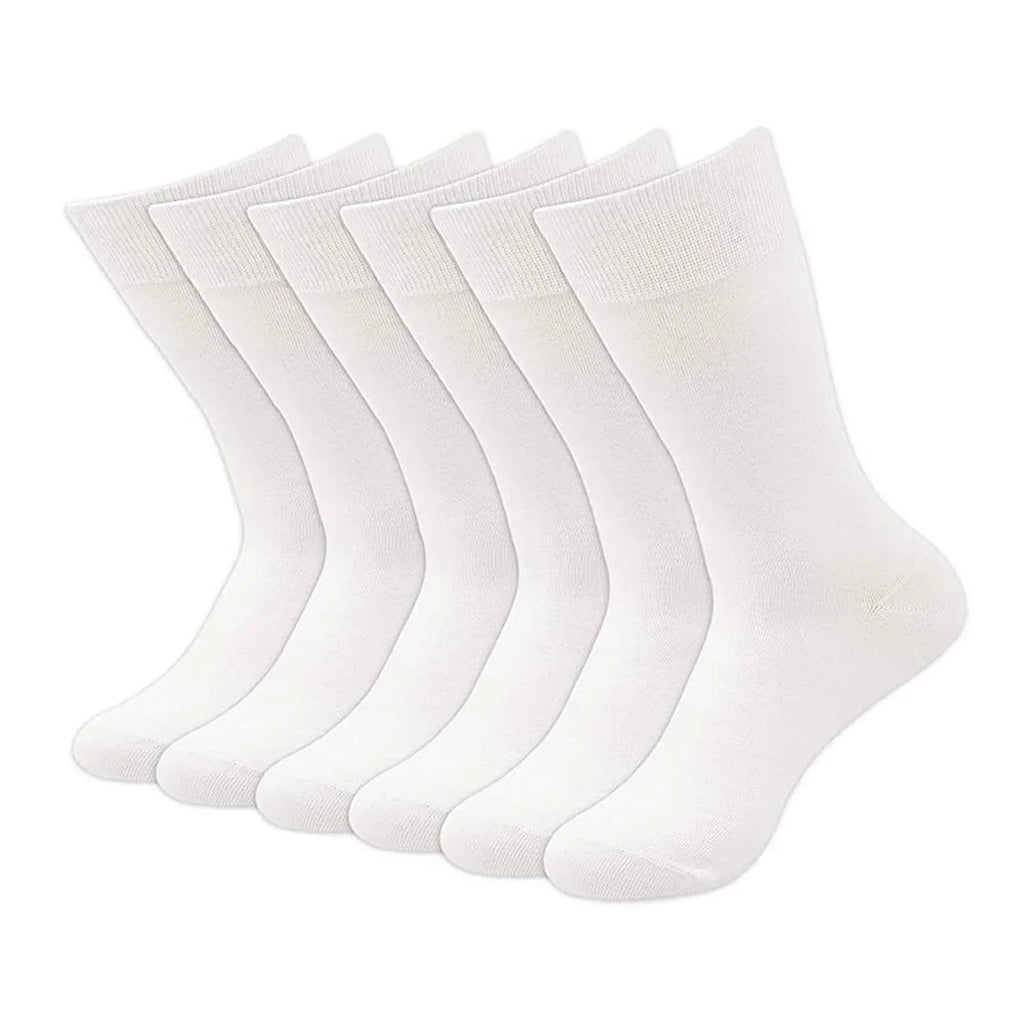 White Unisex Dress Socks (6 Pack)