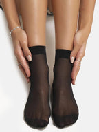 TENDSY Women's Sheer Ankle Socks | Transparent Stockings for Heels & Flats | Invisible & Thin Socks for Women - Pack of 3 Pairs