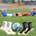 TENDSY Anti Slip Athletic Socks for Men | Pack of 3 Non Slip Grip Dotted Socks for Football, Running, Gym, Cycling & Outdoor Sports | Comfortable Cotton Ankle Socks