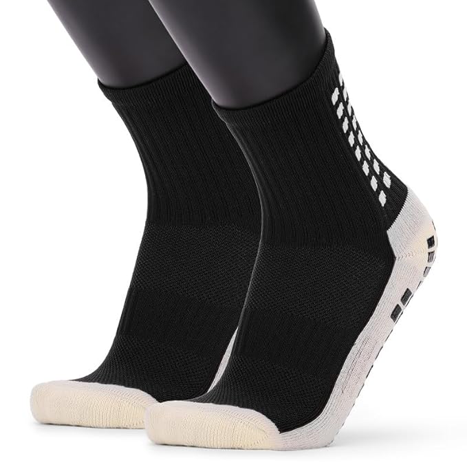 TENDSY Anti Slip Athletic Socks for Men | Pack of 3 Non Slip Grip Dotted Socks for Football, Running, Gym, Cycling & Outdoor Sports | Comfortable Cotton Ankle Socks