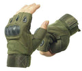 TENDSY Motorcycle & Biker Riding Gloves for Men | Half Finger with Hard Knuckle Punch Protection | Non-Slip Padded Tactical Gloves for Bike Riders (Green)