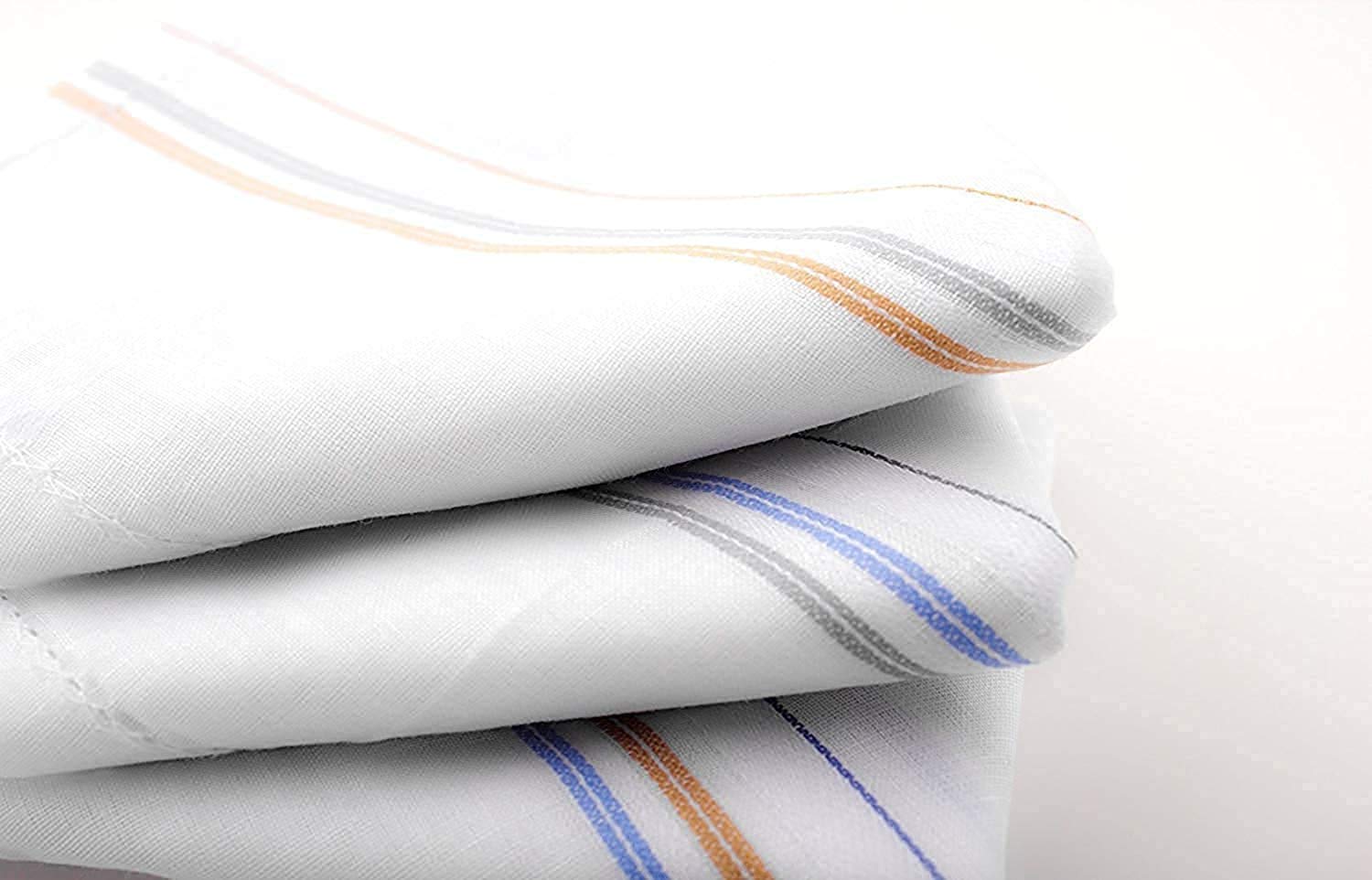 Cotton Men's Handkerchief Set | Premium White Striped (6 Pack)