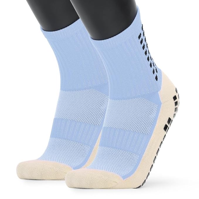 TENDSY Anti Slip Athletic Socks for Men | Pack of 3 Non Slip Grip Dotted Socks for Football, Running, Gym, Cycling & Outdoor Sports | Comfortable Cotton Ankle Socks