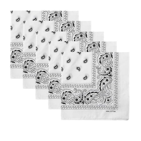 TENDSY Cotton Paisley Bandanas | Traditional Print | Red Black White | 100% Cotton | Handkerchief for Men & Women | Scarf for Head, Neck, Hair | Combo Pack of 5