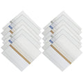 Cotton Men's Handkerchief Set | Premium White Striped (12 Pack)