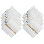 Cotton Men's Handkerchief Set | Premium White Striped (12 Pack)