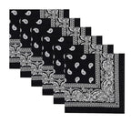 TENDSY 100% Cotton Bandana Handkerchief for Men & Women - Pack of 6 - Red, Black, White Paisley Print Head Wrap - Multipurpose Scarf for Hair, Neck, Face Mask & Wristband