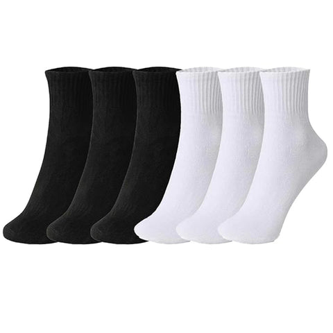 TENDSY Men's & Women's Cotton Ankle Socks | 6 Pairs Pack | Black & White Soft Socks for Everyday Comfort | Gym, Office, School Wear | Durable, Stretchable, All-Season Fit