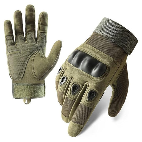 TENDSY Full Finger Hard Knuckle Bike Gloves for Men | Motorcycle, Cycling, Gym & Fitness | Breathable, Anti-Slip, Army Shooting Gloves | Free Size (Green)