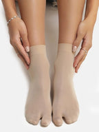 TENDSY Women's Semi-Sheer Ankle Thumb Socks, Transparent Toe Stockings for Heels and Flats, 3 Pairs
