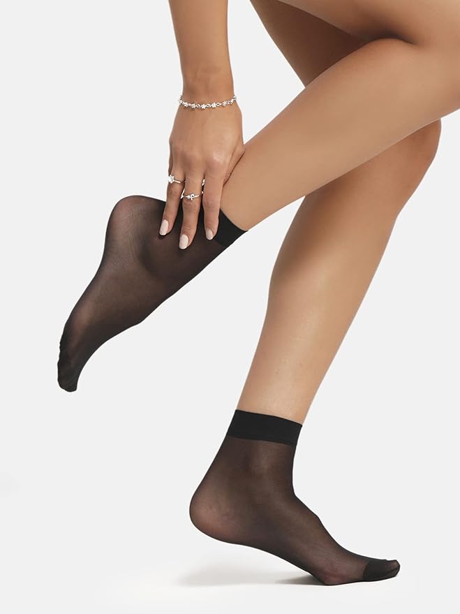 TENDSY Women's Sheer Ankle Socks | Transparent Stockings for Heels & Flats | Invisible & Thin Socks for Women - Pack of 3 Pairs