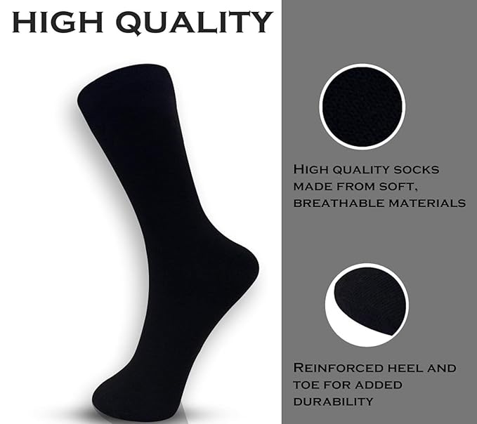 TENDSY Men's Cotton Crew Socks, Mid-Calf Length, Pack of 5, Formal and Casual Wear, Multiple Colours