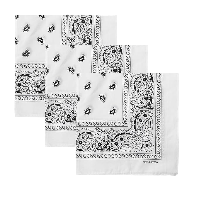 TENDSY Cotton Paisley Bandanas | Traditional Print | Red Black White | 100% Cotton | Handkerchief for Men & Women | Scarf for Head, Neck, Hair | Combo Pack of 3