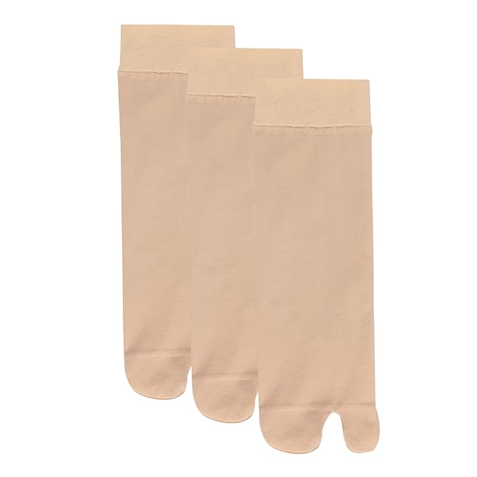 TENDSY Women's Semi-Sheer Ankle Thumb Socks, Transparent Toe Stockings for Heels and Flats, 3 Pairs