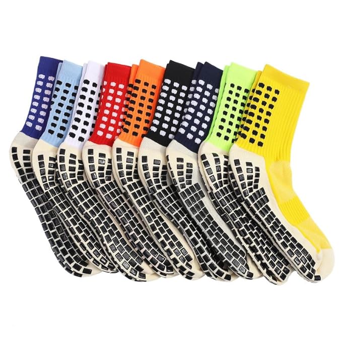 TENDSY Anti Slip Athletic Socks for Men | Pack of 3 Non Slip Grip Dotted Socks for Football, Running, Gym, Cycling & Outdoor Sports | Comfortable Cotton Ankle Socks