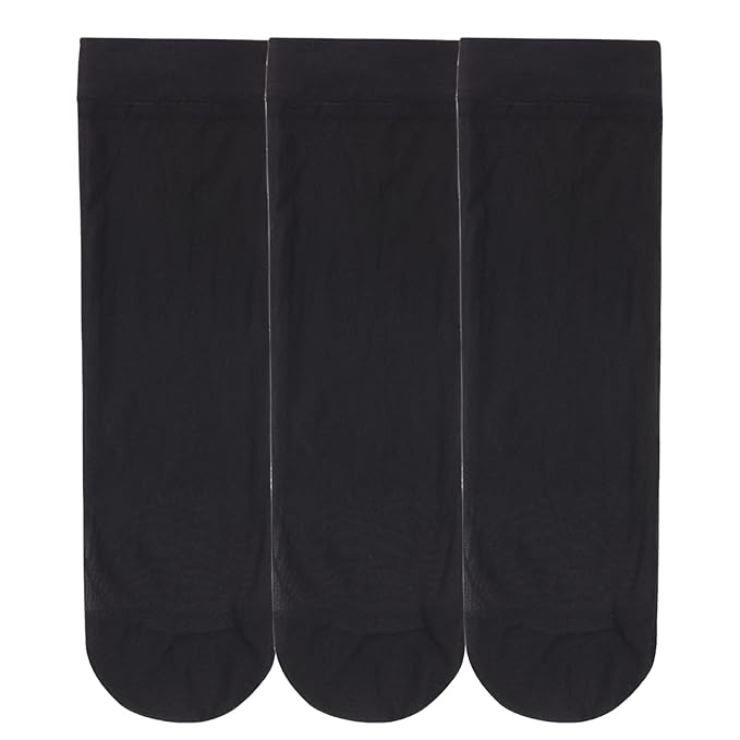 TENDSY Women's Sheer Ankle Socks | Transparent Stockings for Heels & Flats | Invisible & Thin Socks for Women - Pack of 3 Pairs