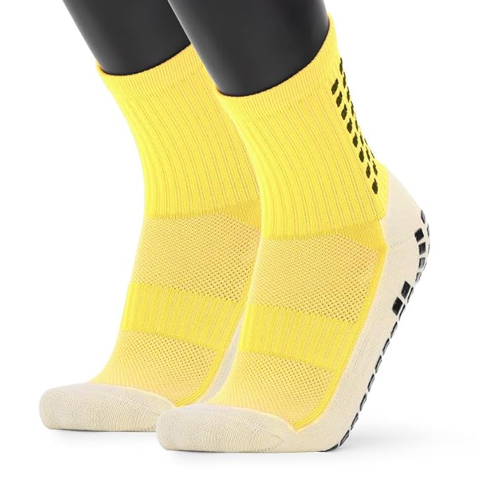 TENDSY Anti Slip Athletic Socks for Men | Pack of 3 Non Slip Grip Dotted Socks for Football, Running, Gym, Cycling & Outdoor Sports | Comfortable Cotton Ankle Socks
