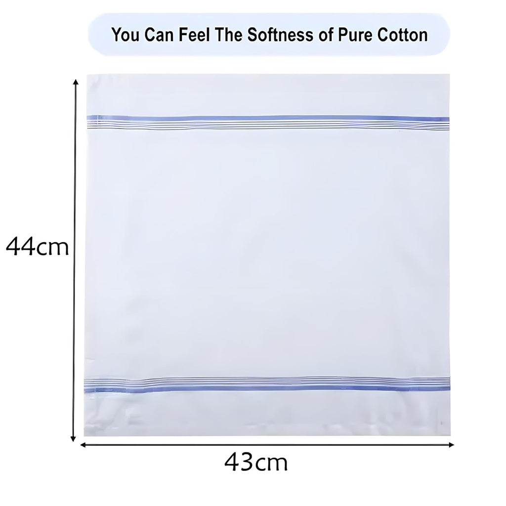 Cotton Men's Handkerchief Set | Premium White Striped (12 Pack)