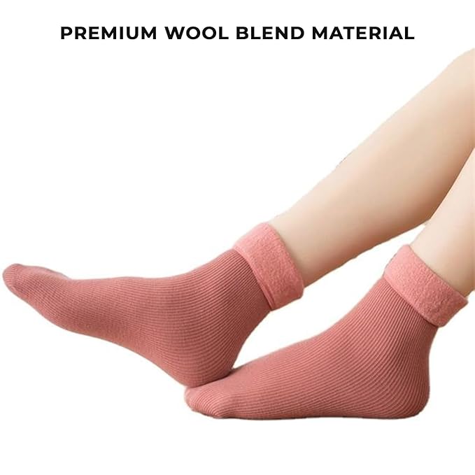 TENDSY Women's Thermal Winter Socks - Super Thick, Warm & Cozy Woolen Socks for Extreme Cold Weather - Hiking & Crew Style - 4 Pairs - Free Size