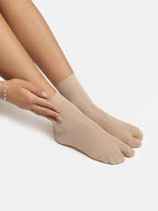 TENDSY Women's Semi-Sheer Ankle Thumb Socks, Transparent Toe Stockings for Heels and Flats, 3 Pairs