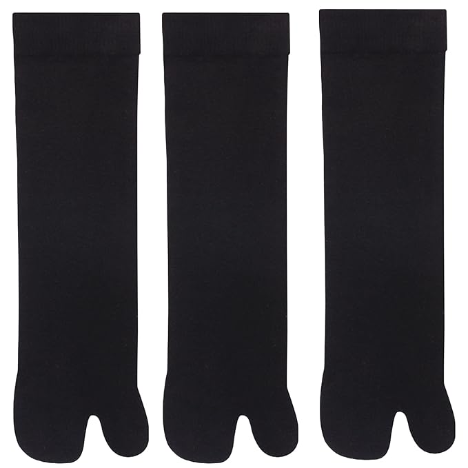 TENDSY Women's Semi-Sheer Ankle Thumb Socks, Transparent Toe Stockings for Heels and Flats, 3 Pairs