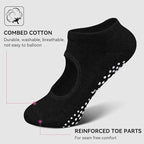 TENDSY Women’s Yoga & Pilates Socks – Anti-Skid Cotton Ankle Socks with Grippers for Workout, Barre, Gym & Home – Non-Slip Open Top Ballet Style Grip Socks (Black, Pack of 1 Pair)