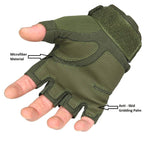 TENDSY Motorcycle & Biker Riding Gloves for Men | Half Finger with Hard Knuckle Punch Protection | Non-Slip Padded Tactical Gloves for Bike Riders (Green)