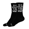 Motivational Crew Socks, Black Cotton Terry, Do What You Want Design