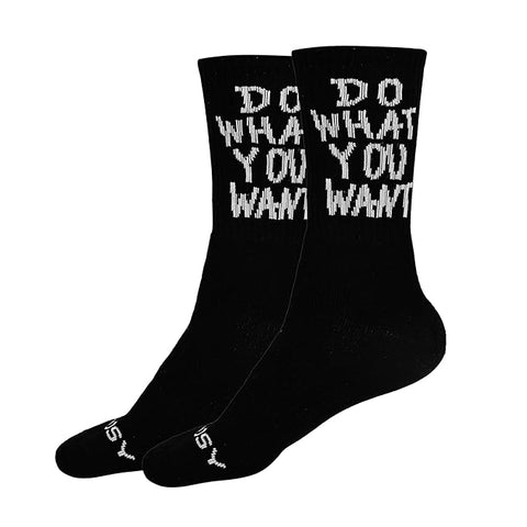Motivational Crew Socks, Black Cotton Terry, Do What You Want Design