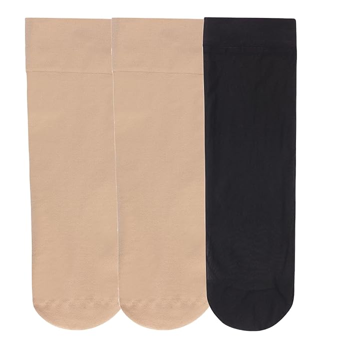 TENDSY Women's Sheer Ankle Socks | Transparent Stockings for Heels & Flats | Invisible & Thin Socks for Women - Pack of 3 Pairs