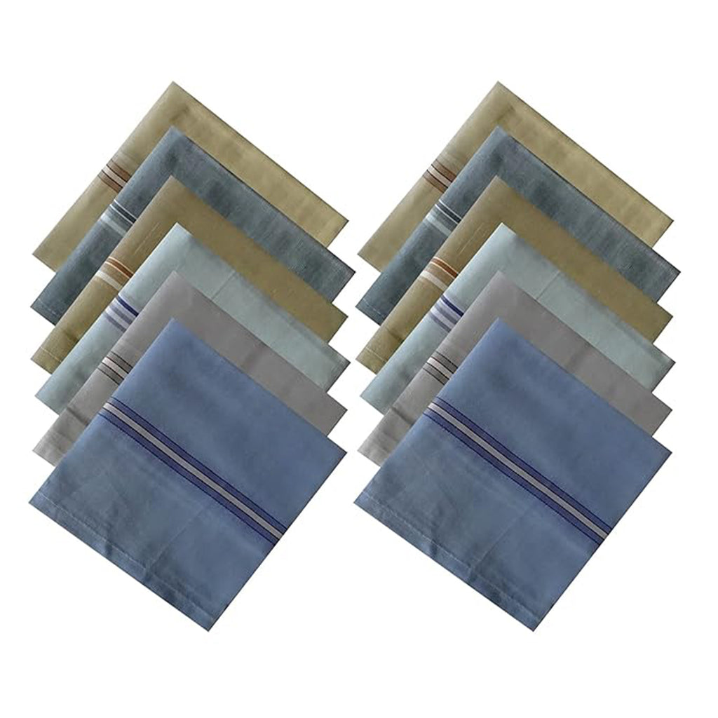 Cotton Men's Handkerchief Set | Premium Multicolor (12 Pack)