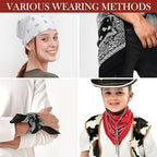 TENDSY 3 Pcs Paisley Bandana, Multifunctional Headbands for Men & Women, Stylish & Versatile Unisex Bandana for Cycling, Face Mask, Neckerchief & Handkerchief (Black, White, Red)