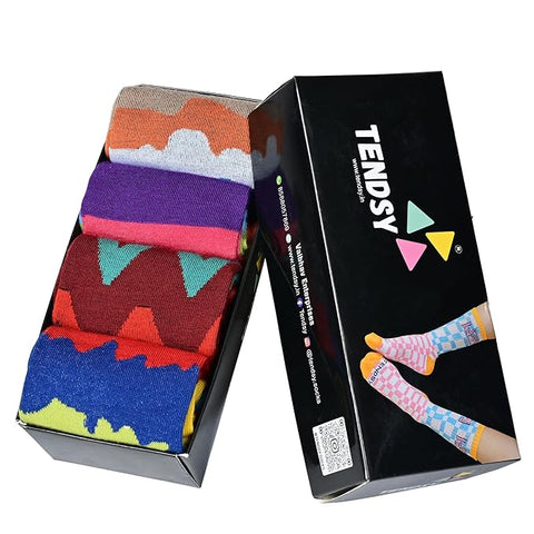 Funky Colorful Crew Socks, Set of 4 Pairs
