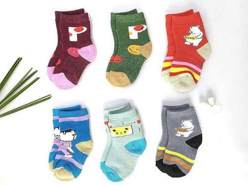 Animal Print Warm Socks for New Born Baby (0-1 year) | Cozy Winter Pack (6 Pack)